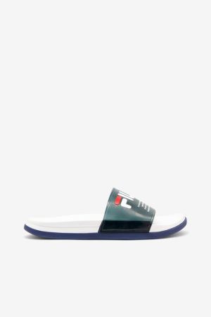 FILA Drifter Luxe Clear Slides Navy / White / Navy,Womens Shoes | CA.TSAEOF783